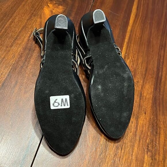 Black Faux Leather Strapped Closed Toe Pumps Womens US 6.5/7 - Picture 6 of 6